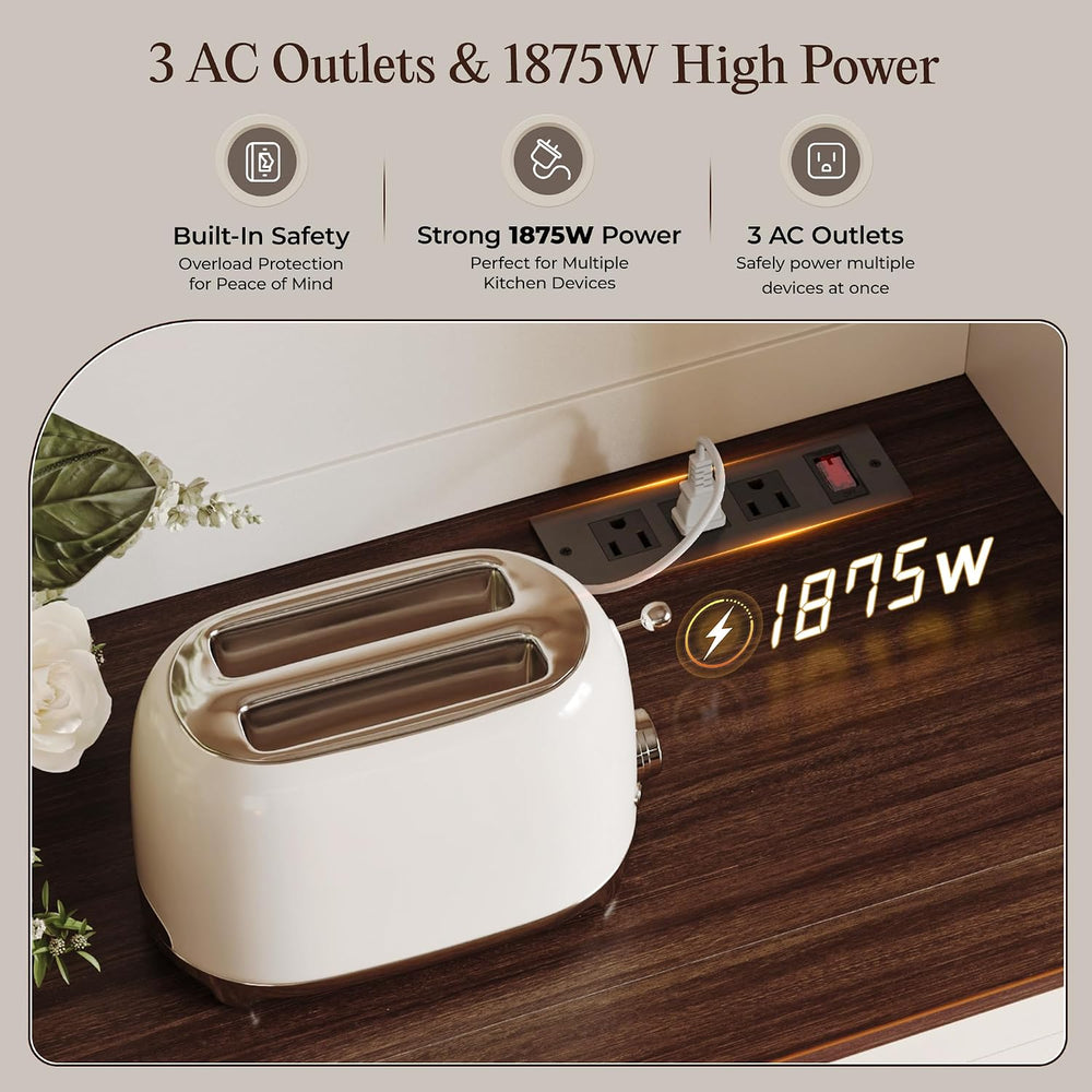 71''H x 55.1''W Pantry Cabinet with Charging Station, 4 Wide ...