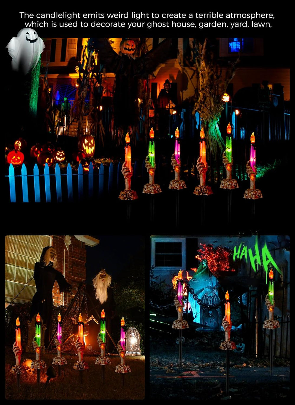 Halloween Decorations, 2 x 6 Pack Skeleton Hands Hold Lighted Candle Stakes, ...