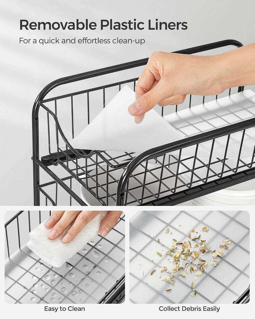 SONGMICS 2-Tier Under Sink Pull Out Organizer, Kitchen Bathroom Spice Rack