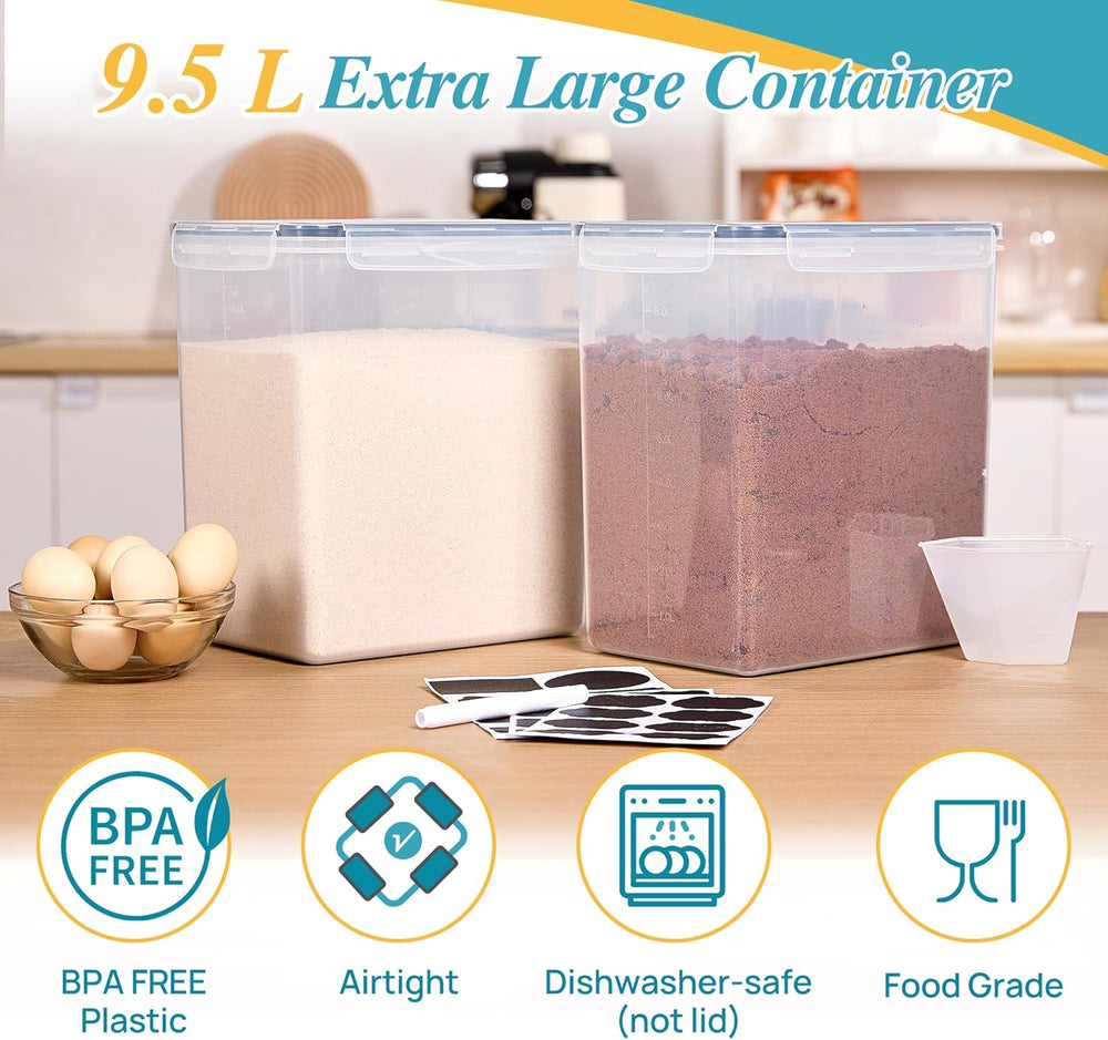 Vtopmart 9.5L Flour Sugar Storage Containers, 2 Pack, Each Fits 12.5 lb