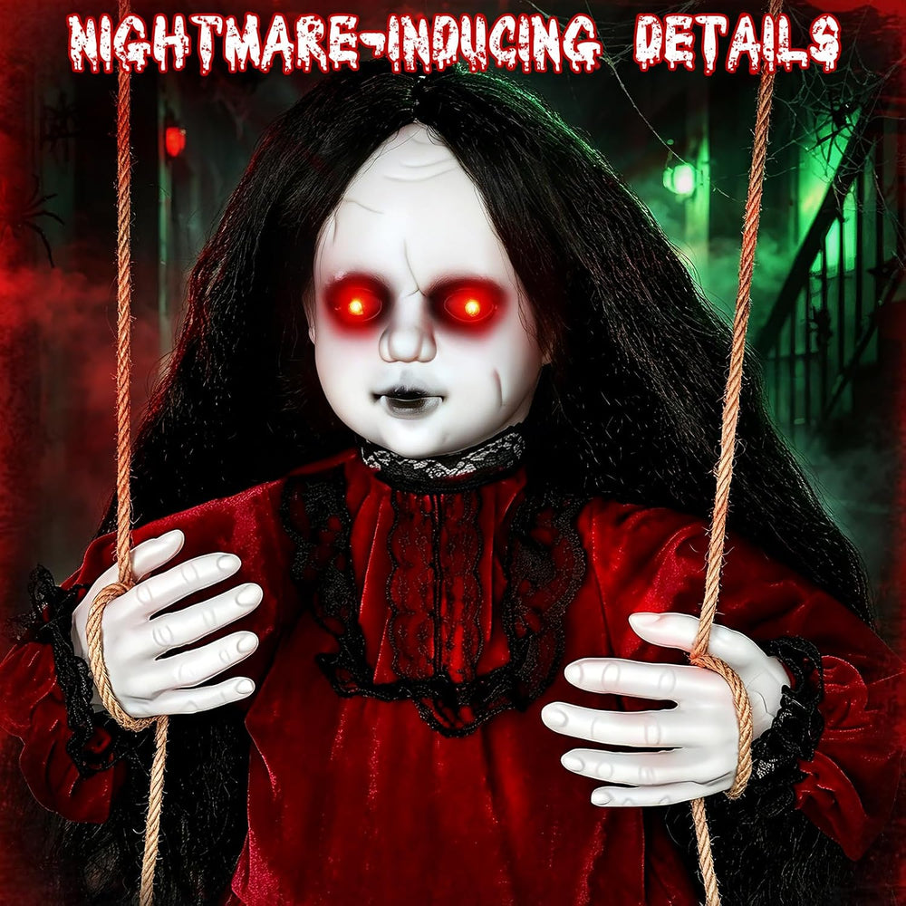 56'' Hanging Swinging Ghost Doll Girl Halloween Decorations Outdoor I...
