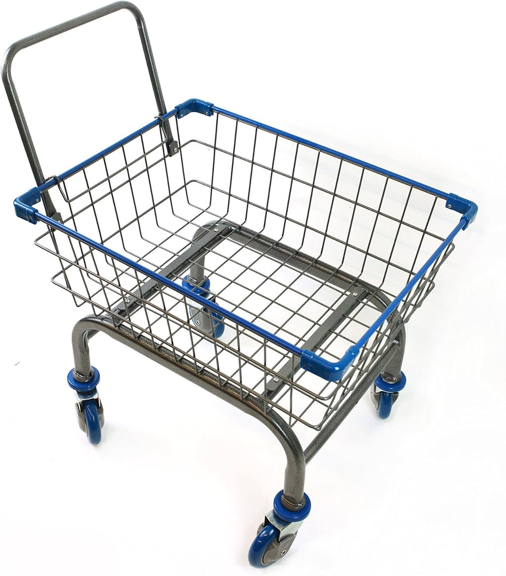 Heavy Duty Laundry and Grocery 1.8 Bushel Cart With U-Handle (Blue)