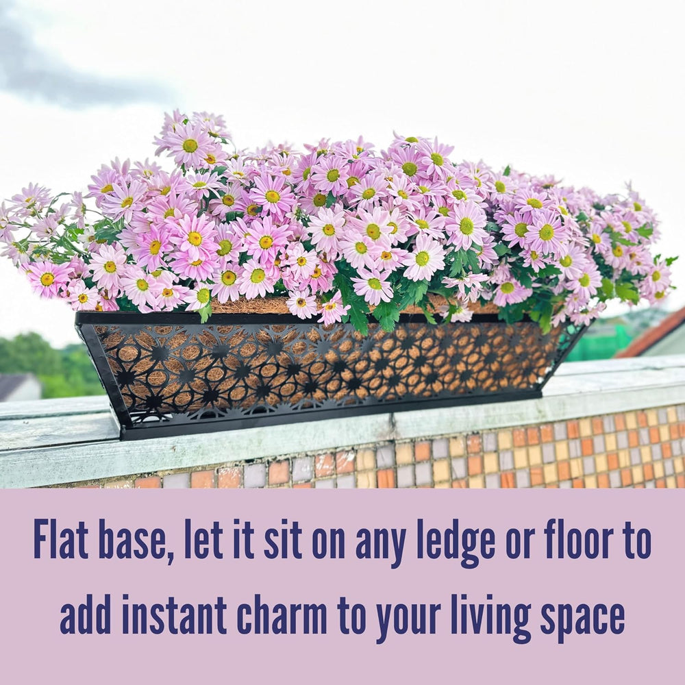LaLaGreen Deck Black Wall Planter (24 in, 2 Pack) Window Box for Flowers
