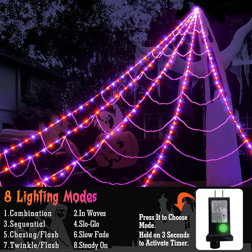 Halloween Spider Web Decoration 250 LED Outdoor Halloween Decorations