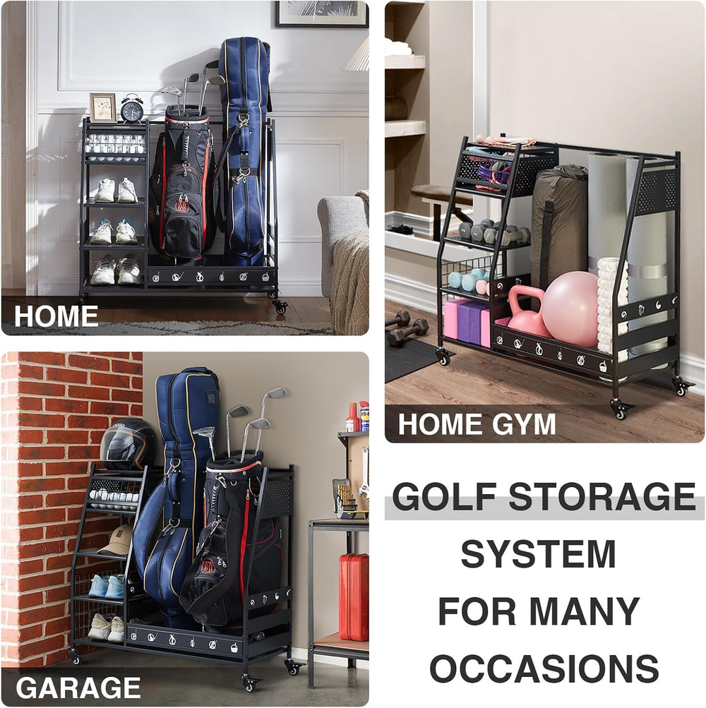 Lauren&Harold Golf Bag Organizer Garage Storage, Golf Storage Rack Stand ...
