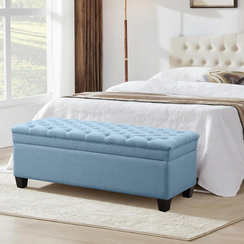 50" Storage Ottoman Bench, Rectangular End of Storage Bench, Upholstered...