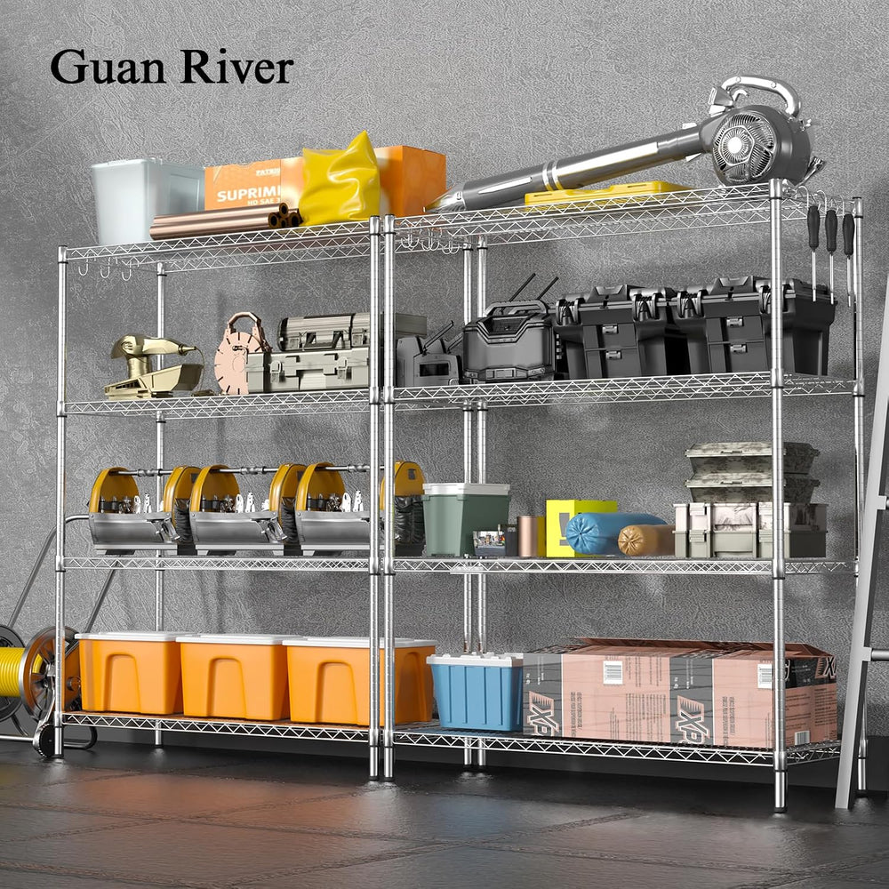 Guan River 4-Shelf Heavy Duty Wire Shelving,Chrome,48" L x 18" W x ...
