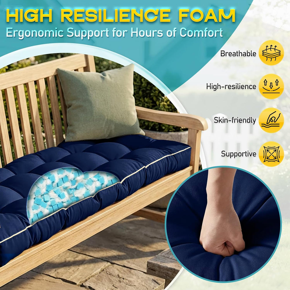 Outdoor Bench Cushion, Tufted Patio Seat Pad for Garden Bench, Porch Swing, I...