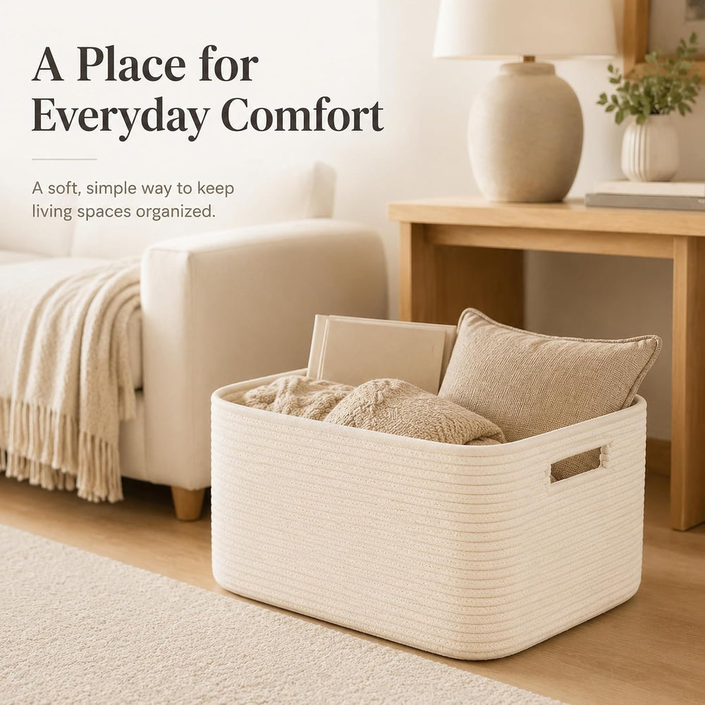 25.4GAL Collapsible Cotton Rope Extra Large Storage Basket For Bedroom Closet...