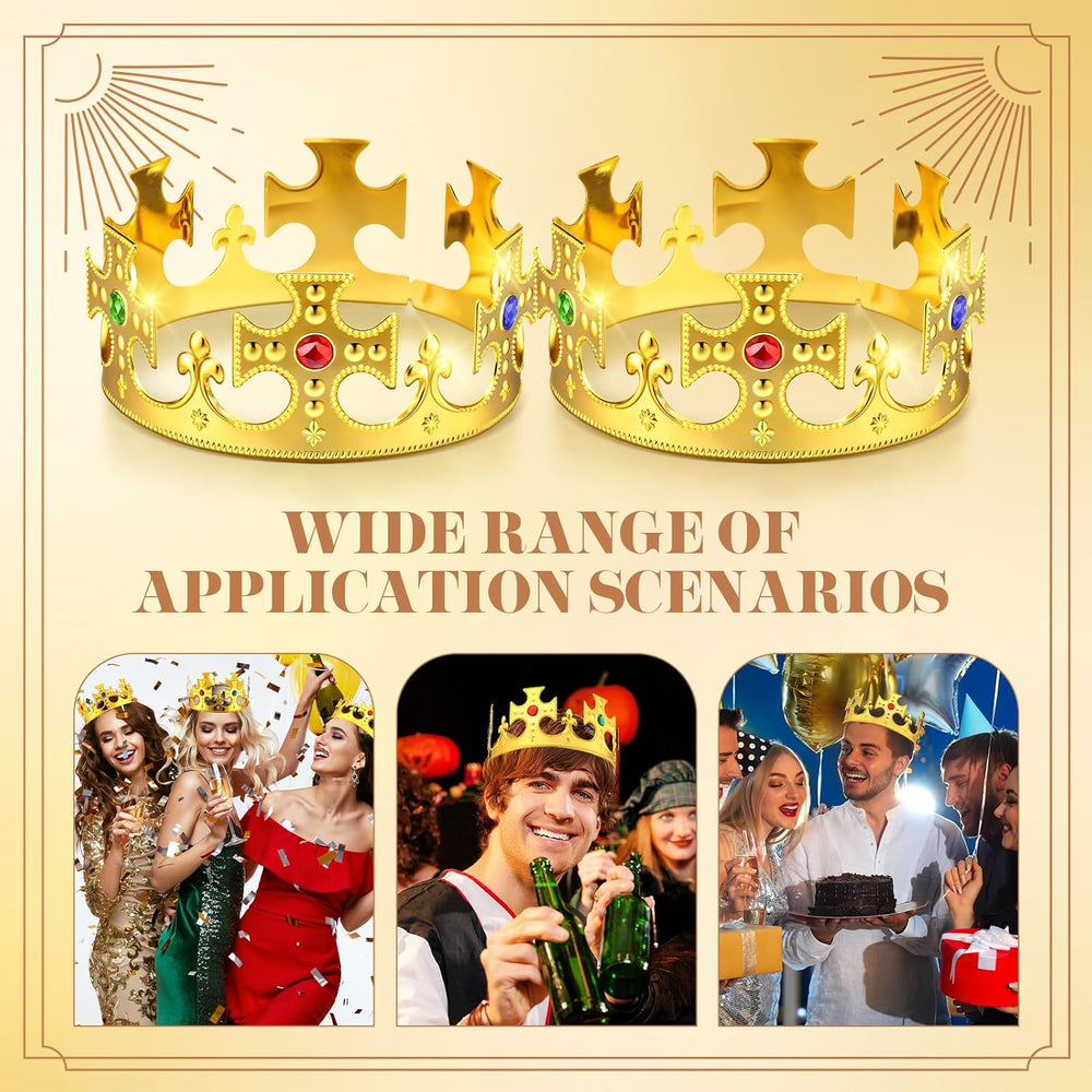 Quelay 24 Pcs Halloween Plastic Gold King Crowns Bulk