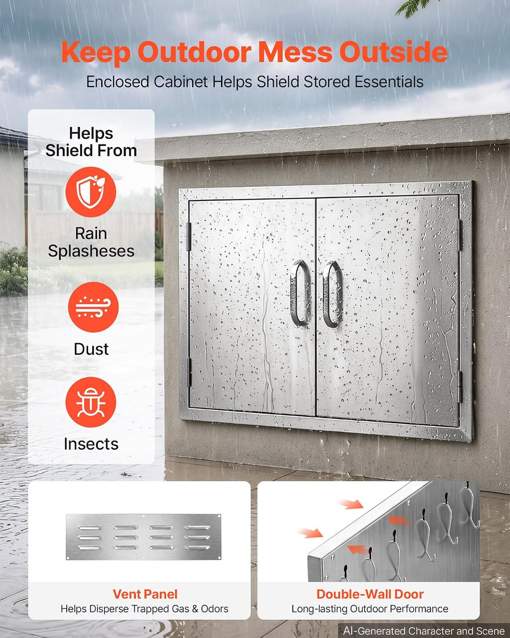 VEVOR Outdoor Kitchen Drawers, 30"W x 20"H x 20"D, Cabinet/Tra...