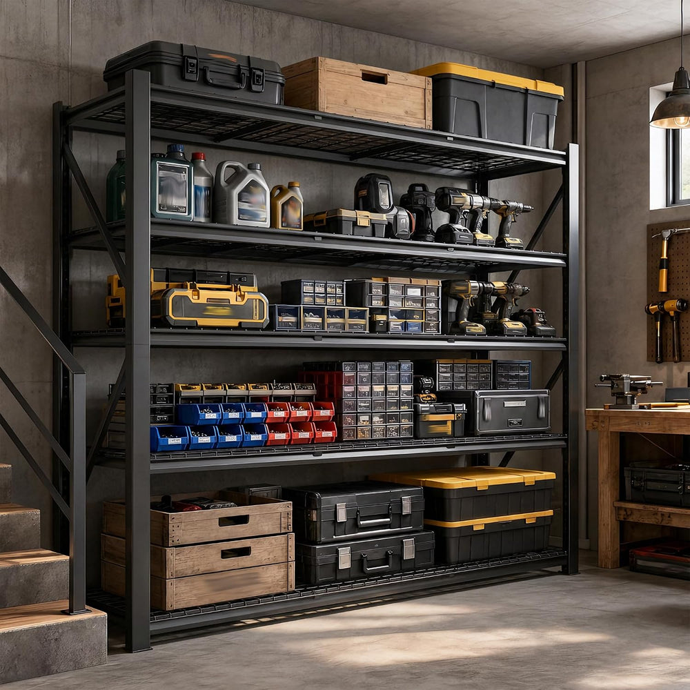REIBII 60.1"W Heavy Duty Garage Shelving,3050LBS Metal Shelving For Shop
