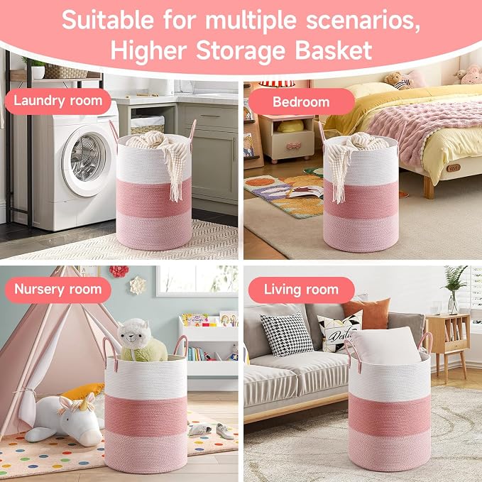 CLHMILY&Z 100L Laundry Basket Round Storage Rope Basket