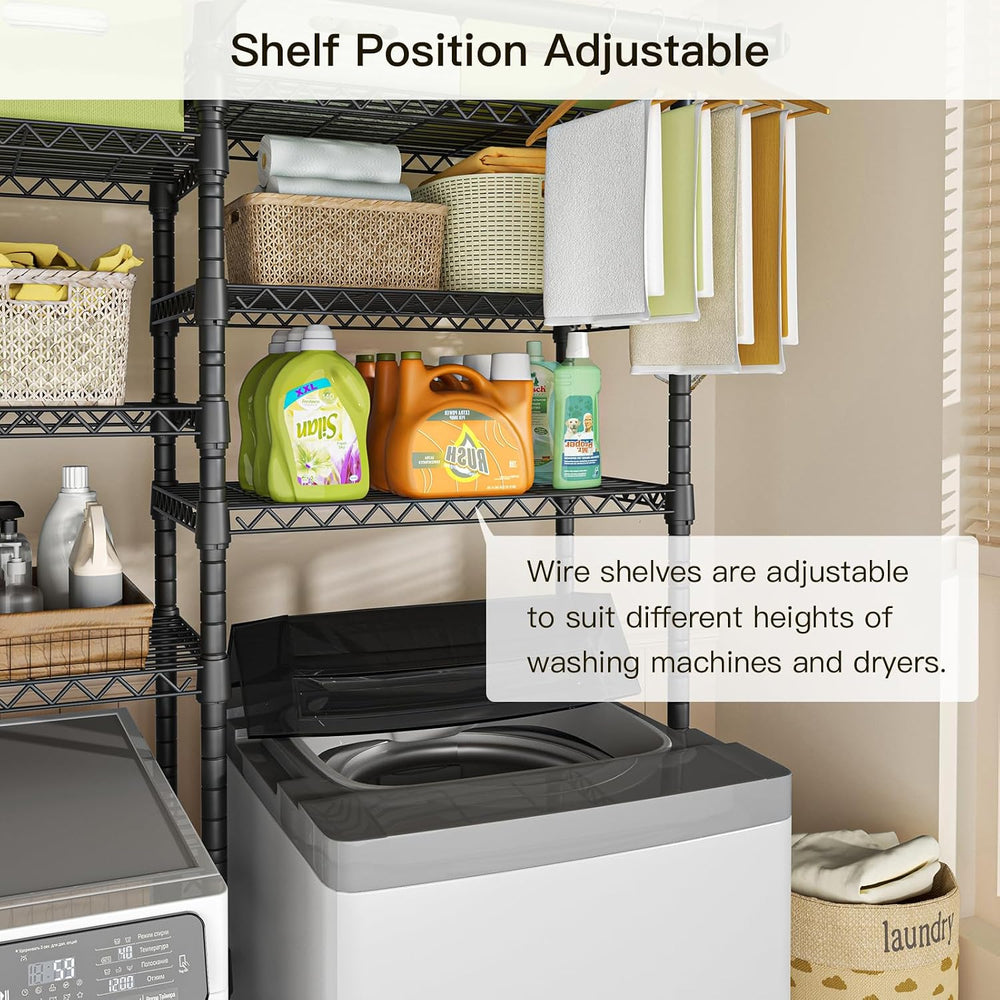 U13 Medium Over Washer and Dryer Storage Shelves, 6 Tiers Laundry Rack