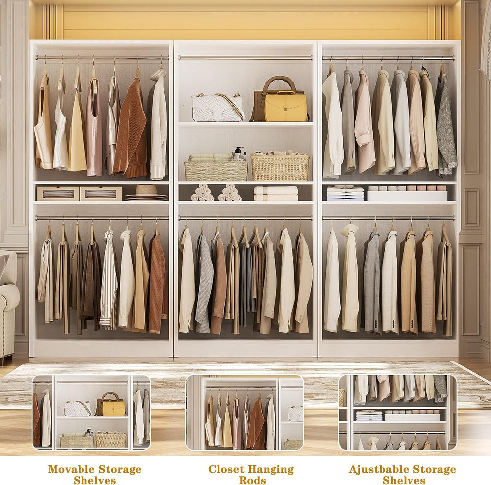 Unikito 9FT Modular Closet System with 6 Hanging Rods, 2500LBs Heavy Duty Wal...