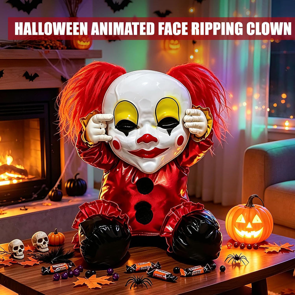 Scary Halloween Animatronics Clown Decoration for Haunted House Party Decor