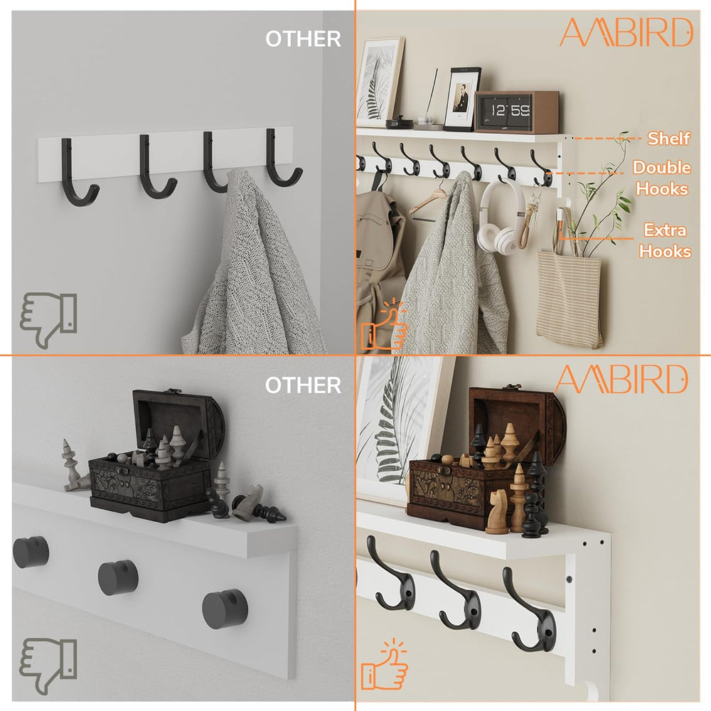 AMBIRD Coat Rack Wall Mount, 35 Inch Large Coat Hooks Wall Mounted with 7 Dua...