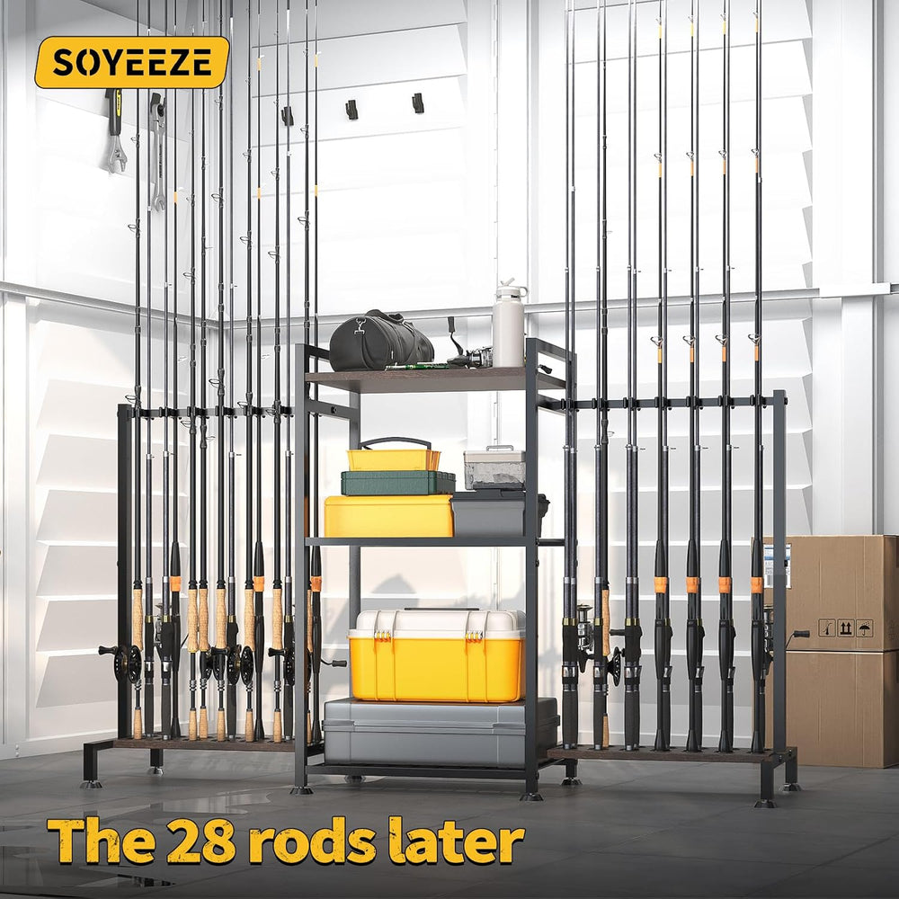 SOYEEZE Fishing Rod Holder for 28 Rods, Ground Stand Fishing Pole Holders for...