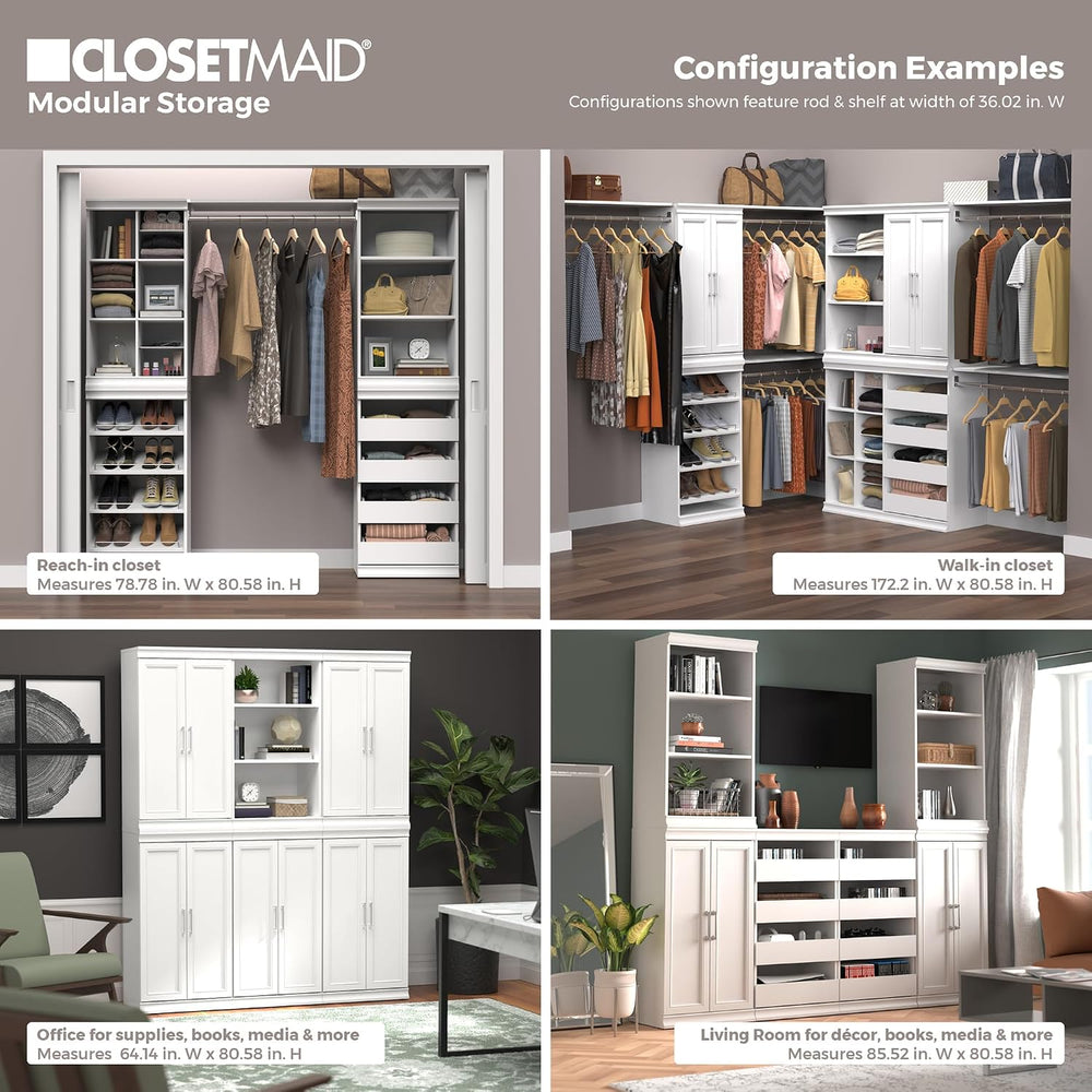 ClosetMaid Modular Storage Shelf Unit with Angled Shoe Shelves, White