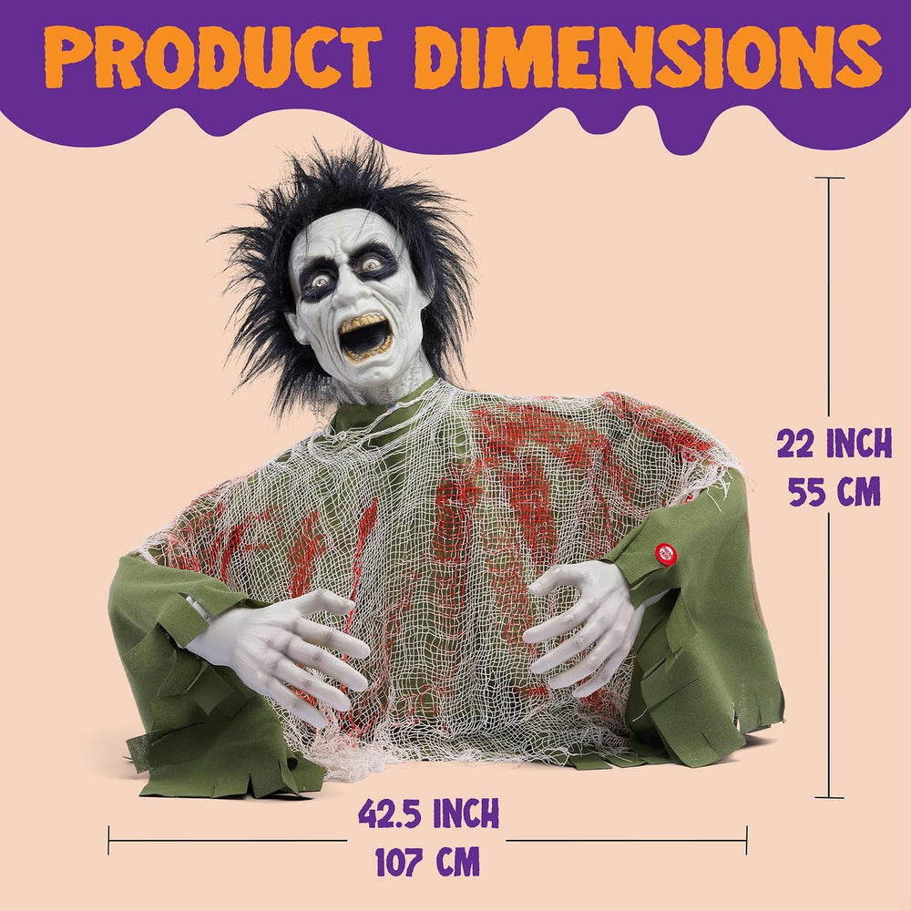 JOYIN Halloween Outdoor Decoration Zombie Groundbreaker, Animatronics Zombie ...