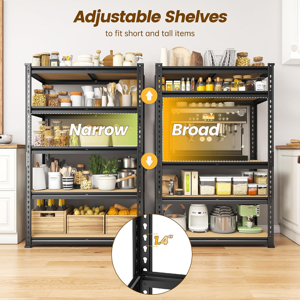 5-Tier Storage Shelves, Adjustable Pantry Shelves for Kitchen
