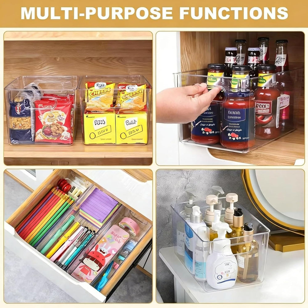 Set of 8 pantry organizers and storage, Clear Plastic Storage Bins for Kitche...