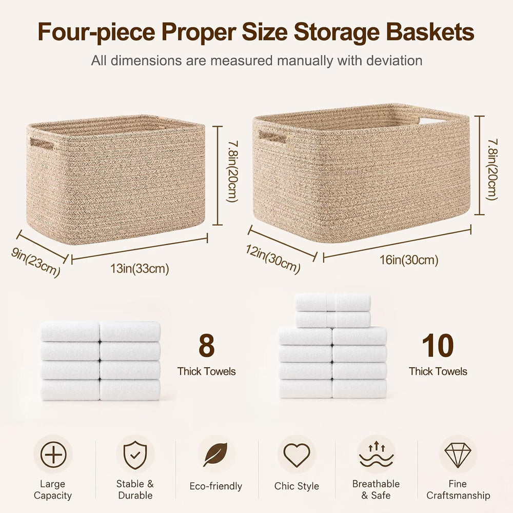 OIAHOMY 4 Pack Storage Baskets for Organizing 15L Cube Storage Bins Black