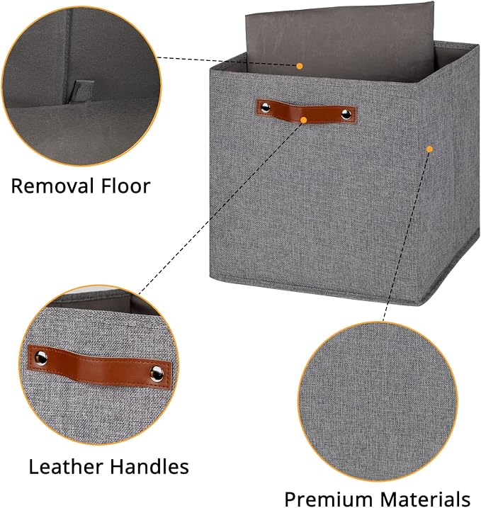 DULLEMELO Fabric Storage Cubes, 13 inch Cube Stroage Bins (4 Pack)