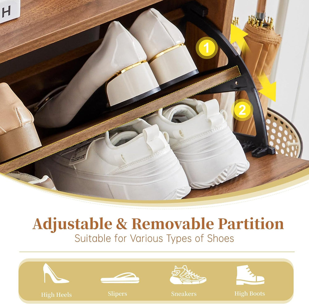 BERRYMERRY 47.2” Wide Shoe Storage Cabinet for Entryway with 4 Flip Drawers
