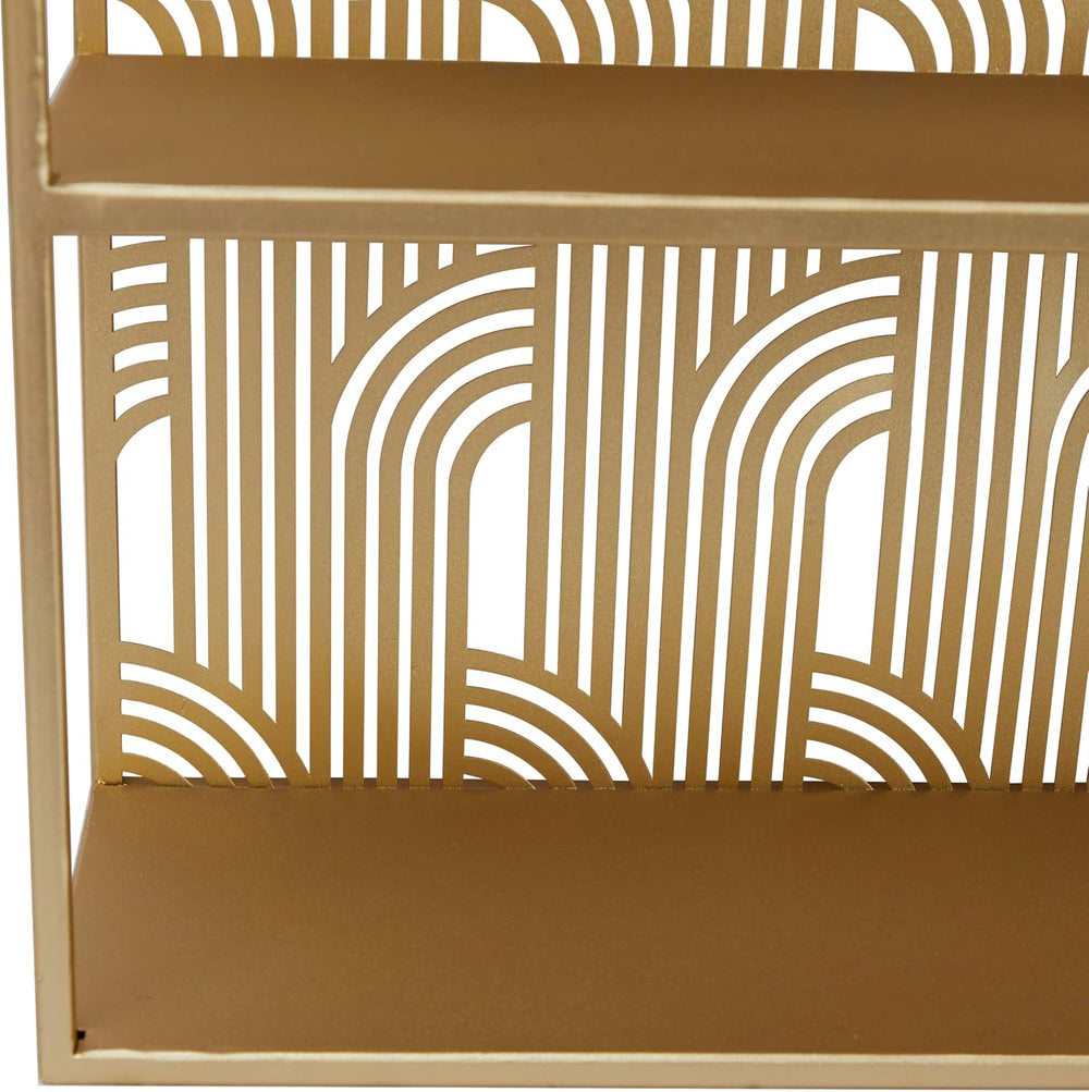 CosmoLiving by Cosmopolitan Metal Geometric Rounded 3 Level Wall Shelf with A...