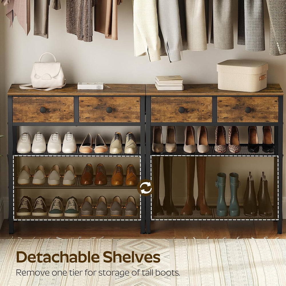 YATINEY 4 Tier Shoe Rack, Large Capacity Shoe Storage Organizer, Metal Shoe S...