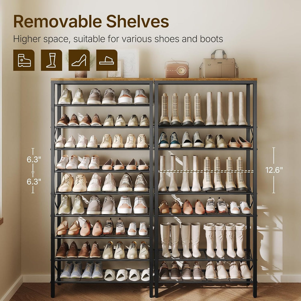 YATINEY 10 Tier Shoe Rack, Large Capacity Shoe Storage Organizer Holds 40 Pai...
