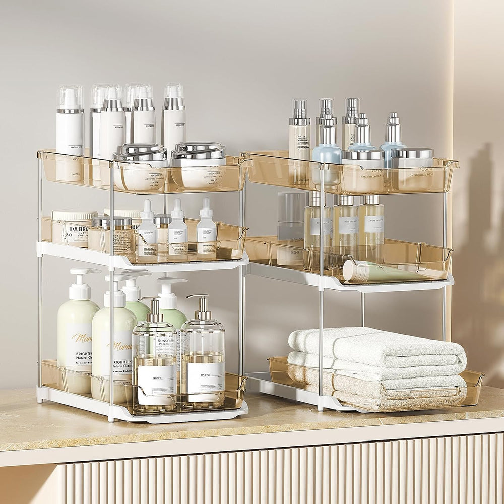 Delamu 2 Pack 3-Tier Bathroom Under Sink Organizers and Storage, Multi-Purpos...