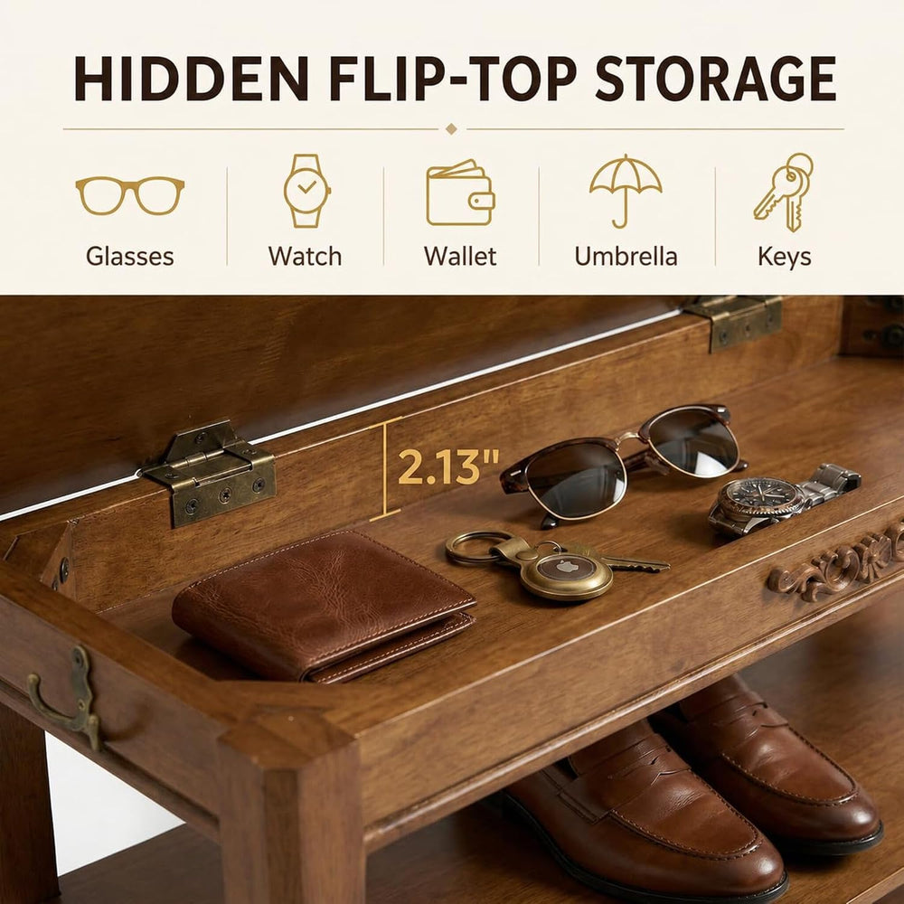 Shoe Rack Bench with Storage 3 Tier Solid Wood Entryway Shoe Rack 39.4"