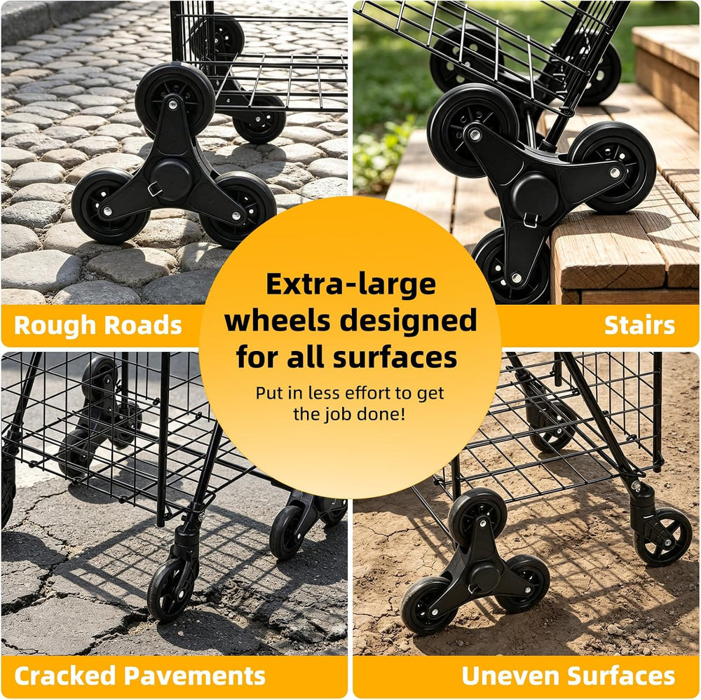 Kiffler Stair Climber Grocery Shopping Cart with 360° Swivel & Tri-Wheels
