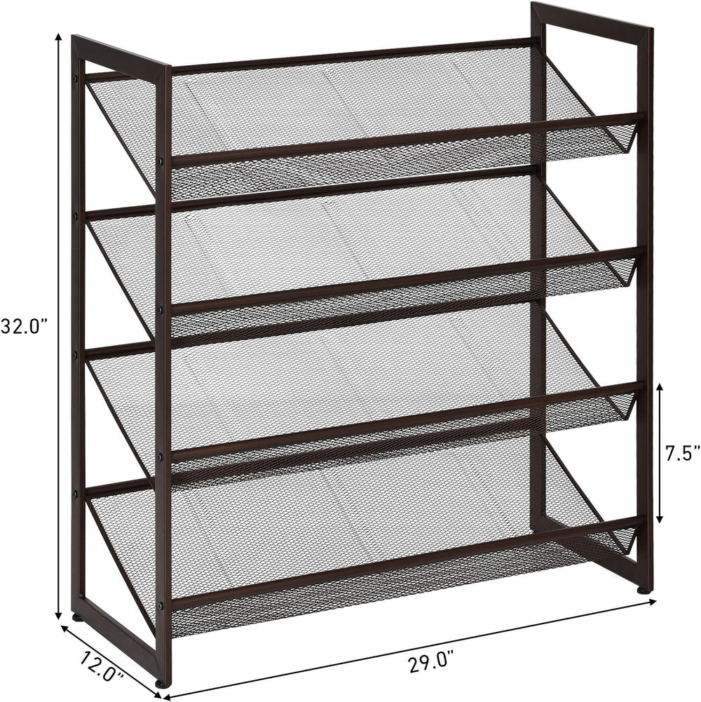 Tangkula Freestanding 4-Tier Metal Shoe Rack, Brown