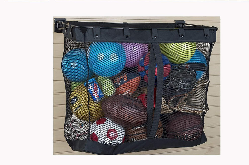 HandiWall Large Mesh Basket for Ball and Sports Storage on Garage Slatwall Pa...
