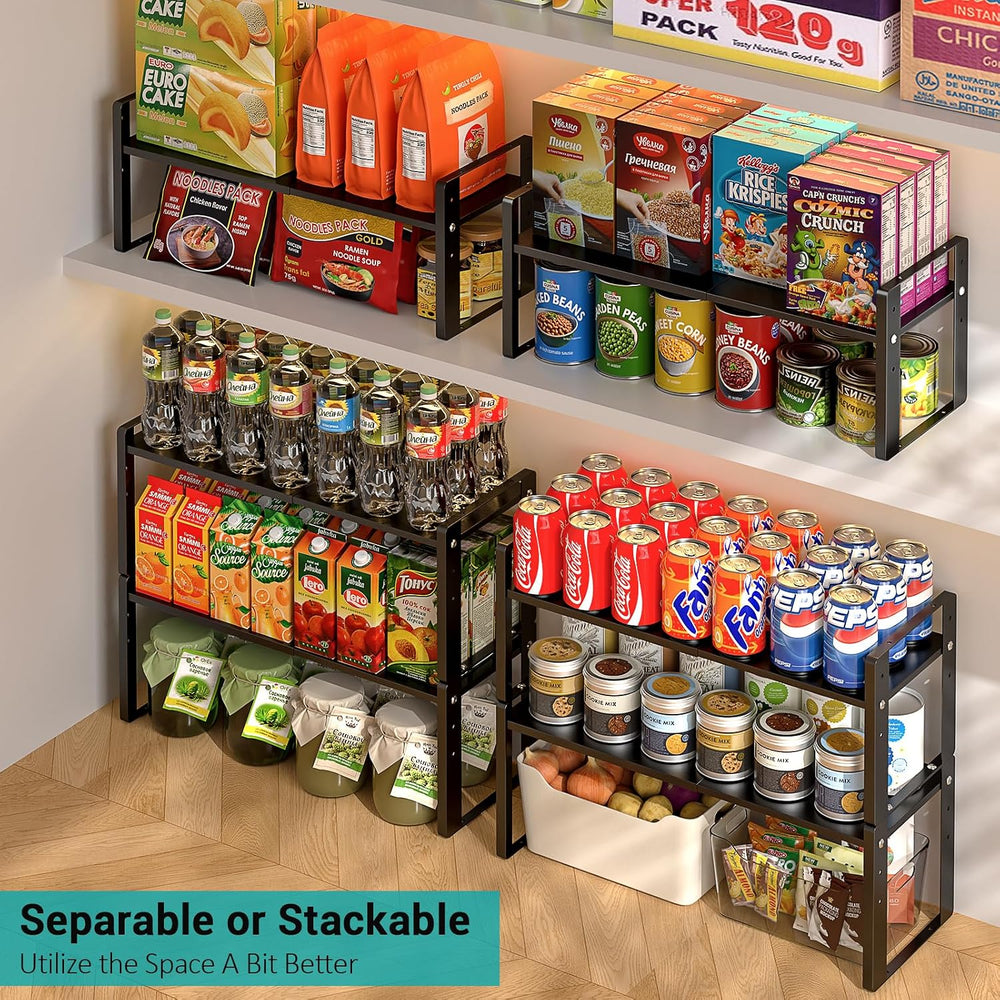 2 Pack Expandable Cabinet Organizer Shelves, 88lbs High Weight Capacity, Stac...