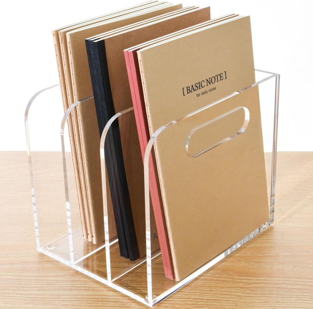 Clear Acrylic Organizers - 3 Vertical Compartments Acrylic Folder Organizer &...