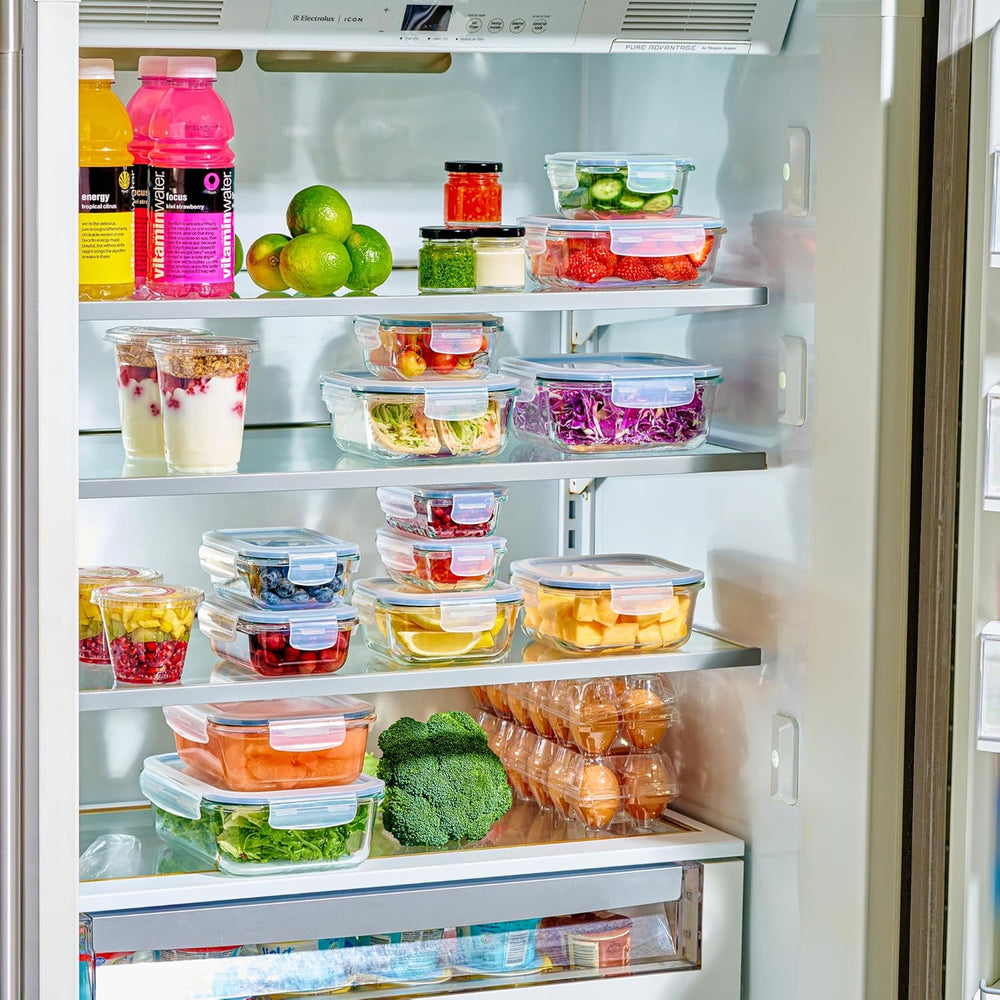 40pc Set Glass Food Storage Containers & Bowls with Airtight Lids - Leakp...