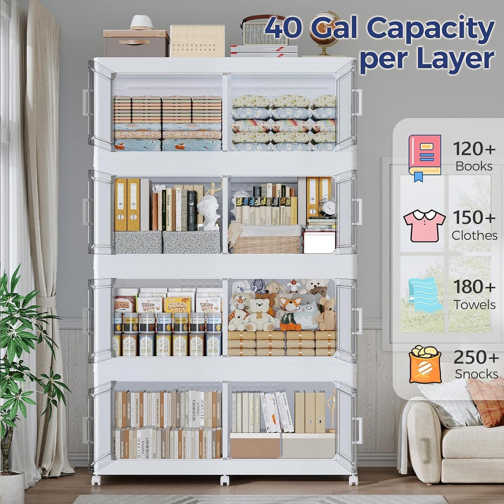 160Gal Stackable Storage Bins with Lid, 640Qt Extra Large Collapsible Storage...
