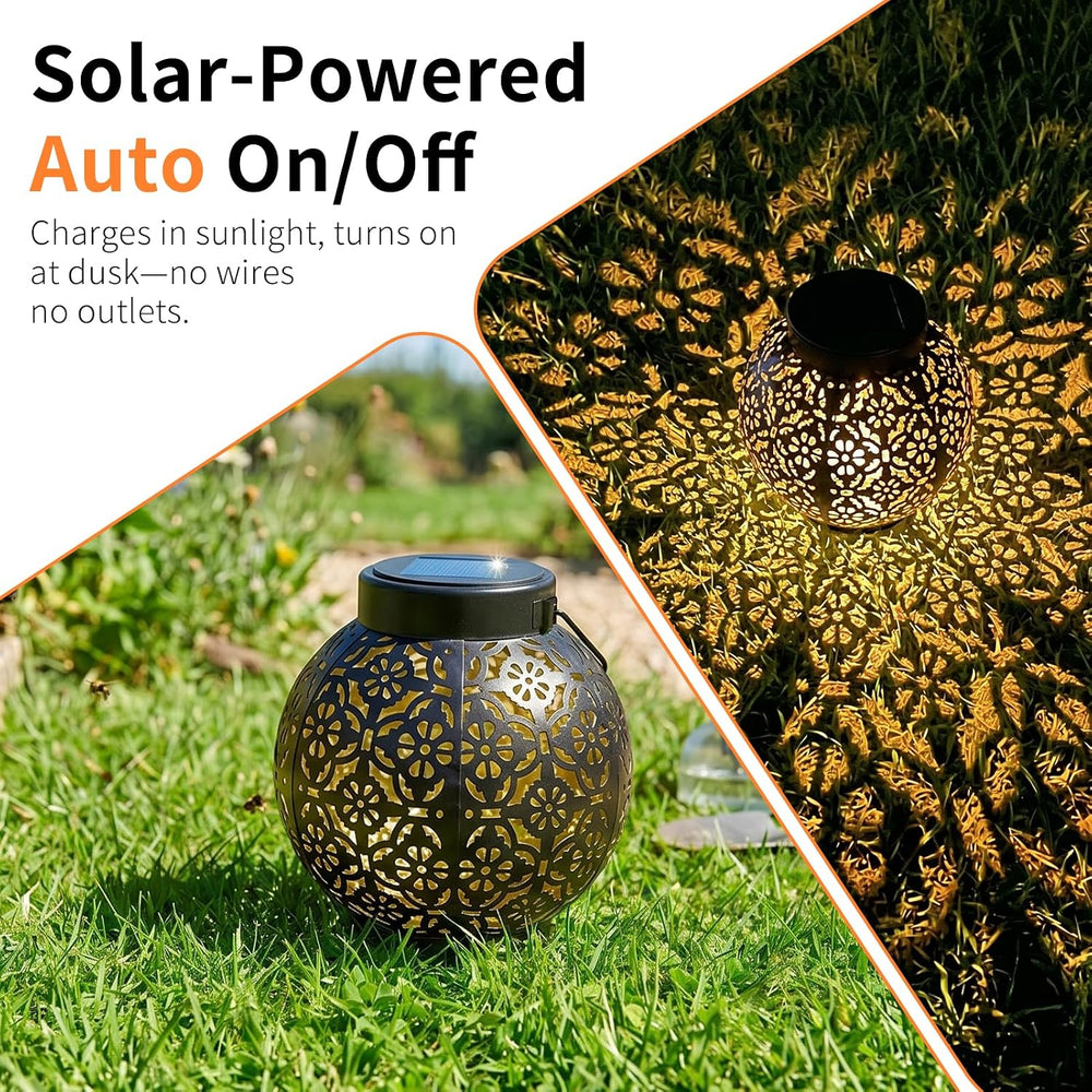 2 Pack Solar Hanging Lanterns Lights Outdoor, LED Warm White Lights
