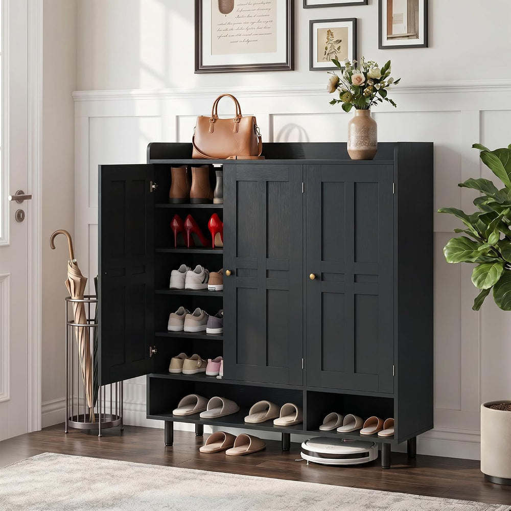 Miereirl 6-Tier 3 Doors Shoe Storage Cabinet, 45" Tall Entryway Shoe Sto...