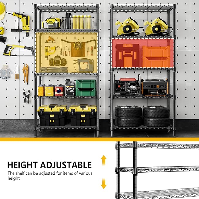 1250 lbs 5 Tier Shelf Metal Storage Shelves Shelving Wire Rack Heavy Duty
