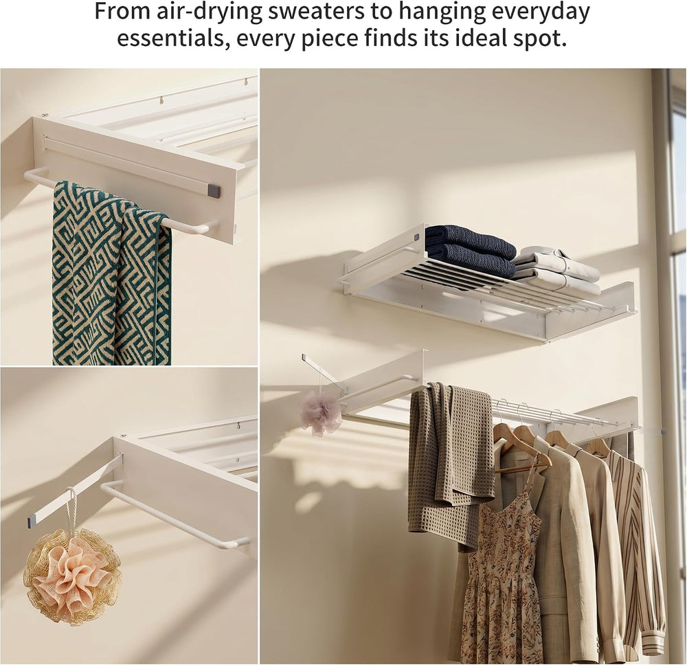 Wall Mounted Drying Rack, 31.5" Foldable Laundry Drying Rack, 60lbs Capa...