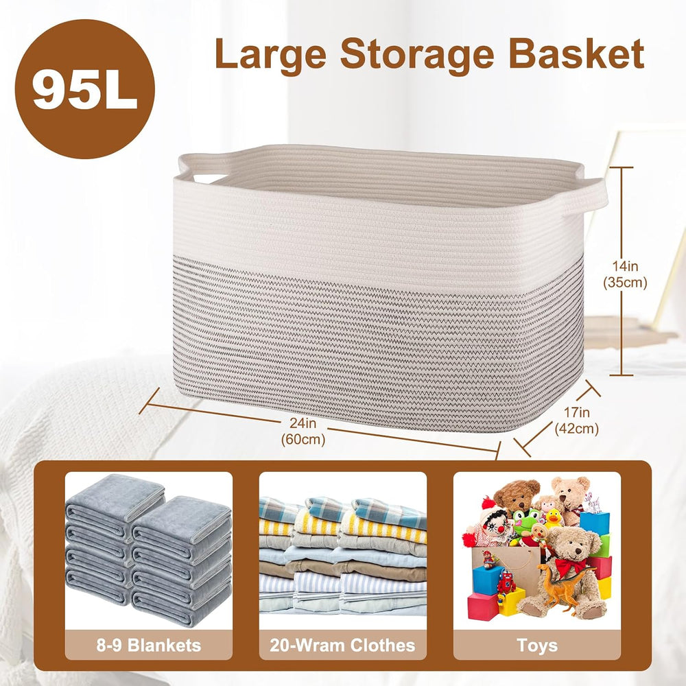 OIASKET 90L Extra Large Blanket Basket Living Room, 24"x16.9"x14.2&...