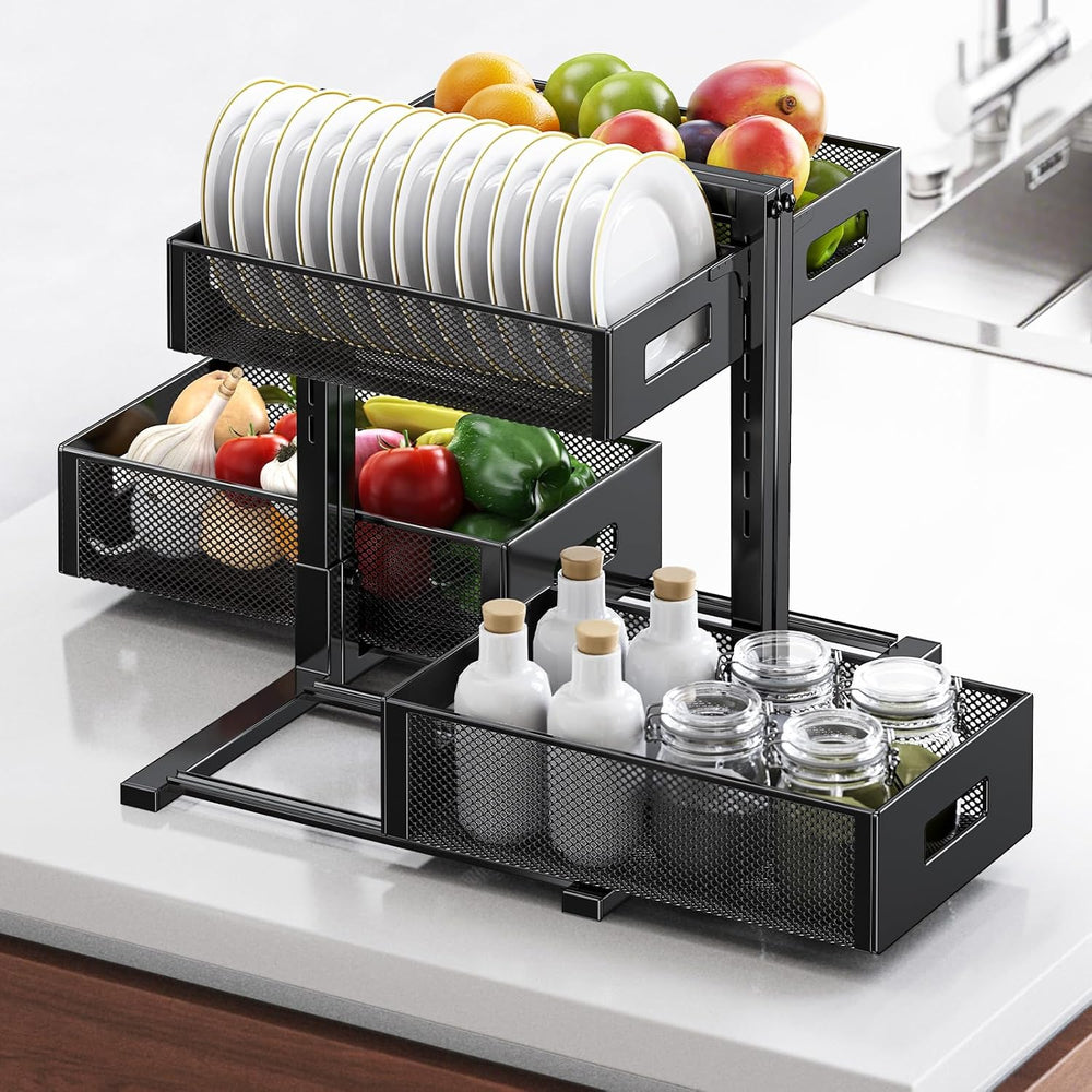 Under Sink Organizer for Bathroom & Kitchen, Under Cabinet Storage Shelf,...
