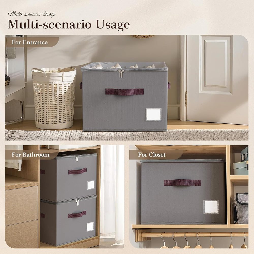 Shoe Organizer for Closet, 3 Pack Shoe Organizer with Transparent Cover and S...