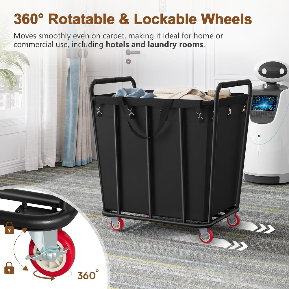 Hoctieon Large Laundry Cart with Wheels, 400L Heavy Duty Laundry Basket Organ...