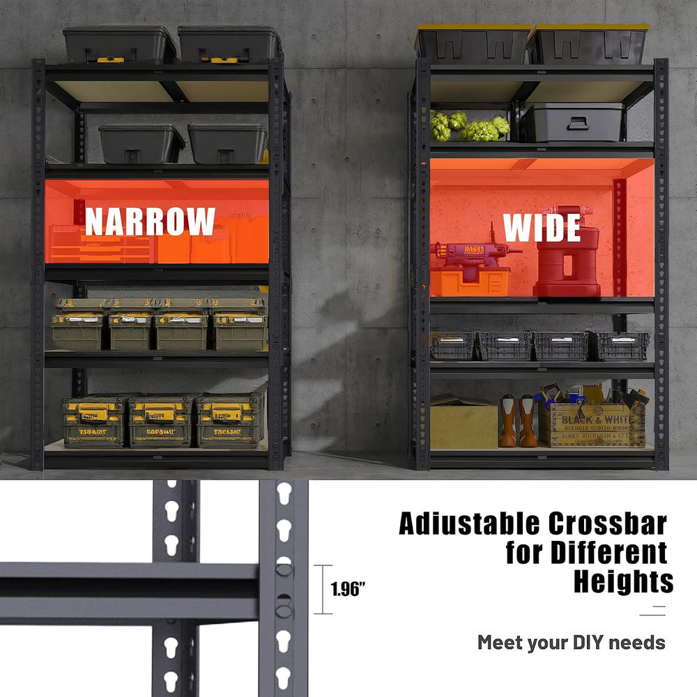 2 Pack Storage Shelves Heavy Duty, Garage Shelving Units, 2400LBS